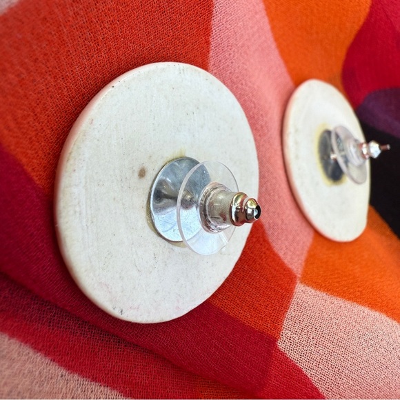 Blue Iris Hand Painted Floral Ceramic Earrings - Picture 10 of 14